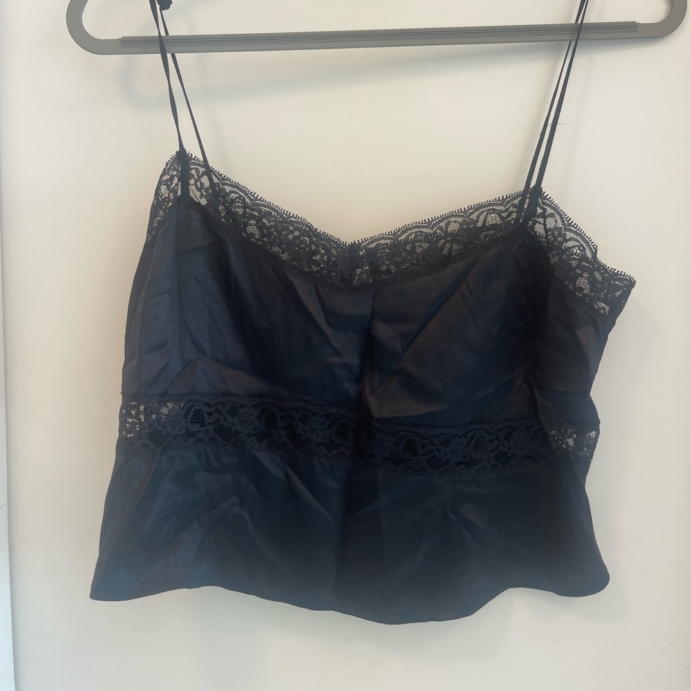 Reformation Black Lace Trim Camisole, M - Picture 3 of 6